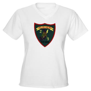 2B9M - A01 - 04 - 2nd Battalion - 9th Marines - Women's V -Neck T-Shirt - Click Image to Close