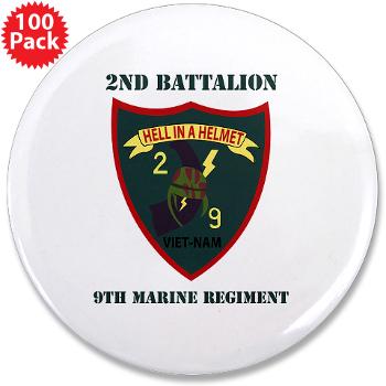 2B9M - M01 - 01 - 2nd Battalion - 9th Marines with Text - 3.5" Button (100 pack) - Click Image to Close