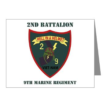 2B9M - M01 - 02 - 2nd Battalion - 9th Marines with Text - Note Cards (Pk of 20) - Click Image to Close