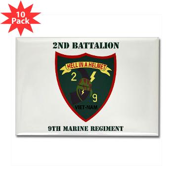 2B9M - M01 - 01 - 2nd Battalion - 9th Marines with Text - Rectangle Magnet (10 pack)