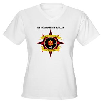 2CLR - A01 - 04 - 2nd Combat Logistics Regiment with Text - Women's V-Neck T-Shirt