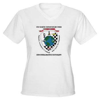 2IB - A01 - 04 - 2nd Intelligence Battalion with Text - Women's V -Neck T-Shirt - Click Image to Close