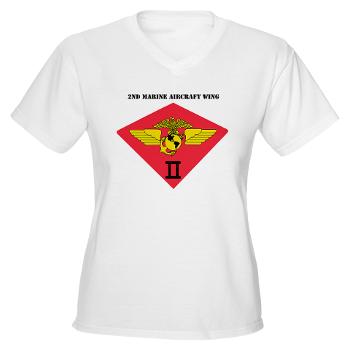 2MAW - A01 - 04 - 2nd Marine Aircraft Wing with Text Women's V-Neck T-Shirt - Click Image to Close
