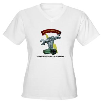 2MB - A01 - 04 - 2nd Maintenance Battalion with Text Women's V-Neck T-Shirt