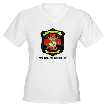 2MBN - A01 - 04 - 2nd Medical Battalion with Text - Women's V-Neck T-Shirt