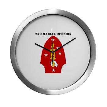 2MD - M01 - 03 - 2nd Marine Division with Text - Modern Wall Clock