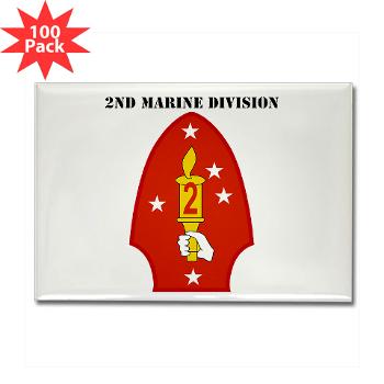2MD - M01 - 01 - 2nd Marine Division with Text - Rectangle Magnet (100 pack)