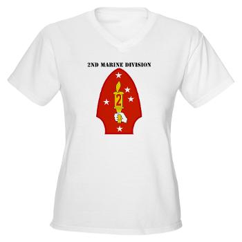 2MD - A01 - 04 - 2nd Marine Division with Text - Women's V-Neck T-Shirt - Click Image to Close