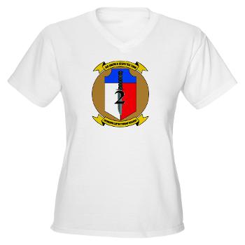 2MEB - A01 - 04 - 2nd Marine Expeditionary Brigade - Women's V-Neck T-Shirt