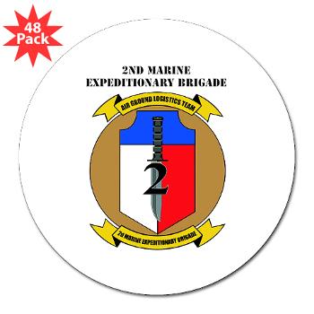 2MEB - M01 - 01 - 2nd Marine Expeditionary Brigade with Text - 3" Lapel Sticker (48 pk)