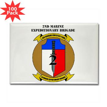 2MEB - M01 - 01 - 2nd Marine Expeditionary Brigade with Text - Rectangle Magnet (100 pack)