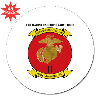 2MEF - M01 - 01 - 2nd Marine Expeditionary Force with Text 3" Lapel Sticker (48 pk) - Click Image to Close