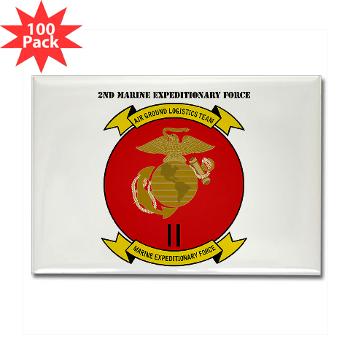 2MEF - M01 - 01 - 2nd Marine Expeditionary Force with Text Rectangle Magnet (100 pack)