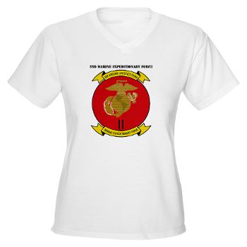 2MEF - A01 - 04 - 2nd Marine Expeditionary Force with Text Women's V-Neck T-Shirt