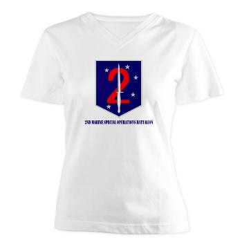 2MSOB - A01 - 04 - 2nd Marine Special Operations Bn with Text - Women's V-Neck T-Shirt