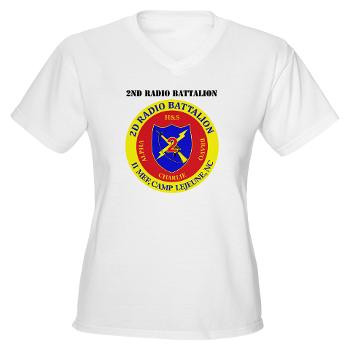 2RB - A01 - 01 - USMC - 2nd Radio Battalion with Text - Women's V-Neck T-Shirt