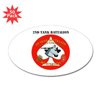 2TB - M01 - 01 - 2nd Tank Battalion with Text - Sticker (Oval 50 pk)