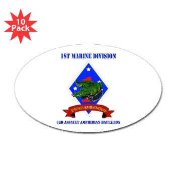 3AAB - M01 - 01 - 3rd Assault Amphibian Battalion with text - Sticker (Oval 10 pk)