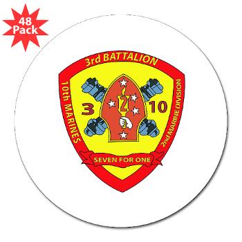 3B10M - A01 - 01 - USMC - 3rd Battalion 10th Marines - 3" Lapel Sticker (48 pk) - Click Image to Close