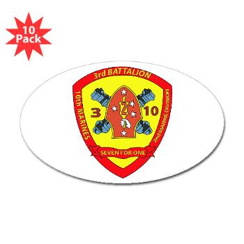3B10M - A01 - 01 - USMC - 3rd Battalion 10th Marines - Sticker (Oval 10 pk)