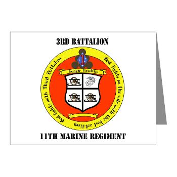 3B11M - M01 - 02 - 3rd Battalion 11th Marines with Text Note Cards (Pk of 20)