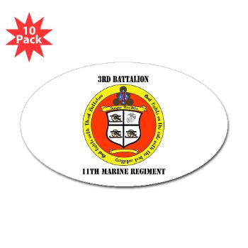 3B11M - M01 - 01 - 3rd Battalion 11th Marines with Text Sticker (Oval 10 pk)