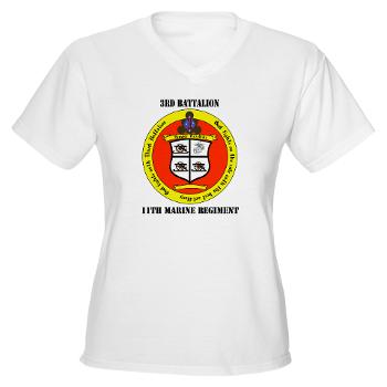3B11M - A01 - 04 - 3rd Battalion 11th Marines with Text Women's V-Neck T-Shirt - Click Image to Close