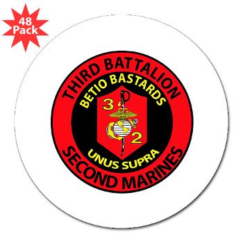 3B2M - M01 - 01 - 3rd Battalion - 2nd Marines - 3" Lapel Sticker (48 pk) - Click Image to Close