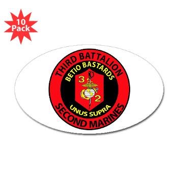 3B2M - M01 - 01 - 3rd Battalion - 2nd Marines - Sticker (Oval 10 pk) - Click Image to Close