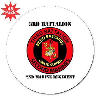 3B2M - M01 - 01 - 3rd Battalion - 2nd Marines with Text - 3" Lapel Sticker (48 pk)