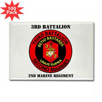 3B2M - M01 - 01 - 3rd Battalion - 2nd Marines with Text - Rectangle Magnet (100 pack)