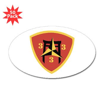 3B3M - M01 - 01 - 3rd Battalion 3rd Marines Sticker (Oval 50 pk)