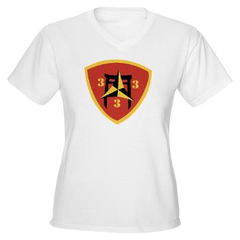 3B3M - A01 - 04 - 3rd Battalion 3rd Marines Women's V-Neck T-Shirt