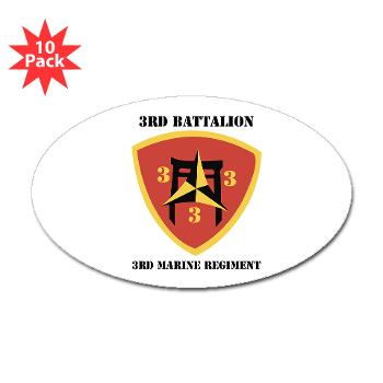 3B3M - M01 - 01 - 3rd Battalion 3rd Marines with Text Sticker (Oval 10 pk) - Click Image to Close