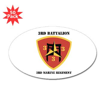 3B3M - M01 - 01 - 3rd Battalion 3rd Marines with Text Sticker (Oval 50 pk) - Click Image to Close