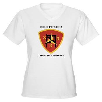 3B3M - A01 - 04 - 3rd Battalion 3rd Marines with Text Women's V-Neck T-Shirt