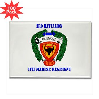 3B4M - M01 - 01 - 3rd Battalion 4th Marines with Text Rectangle Magnet (100 pack)