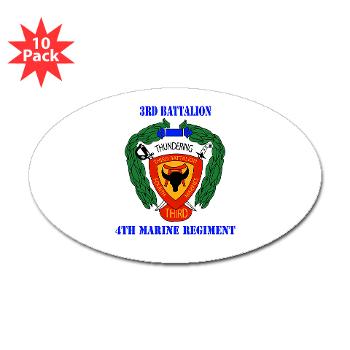 3B4M - M01 - 01 - 3rd Battalion 4th Marines with Text Sticker (Oval 10 pk)