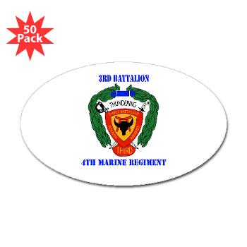 3B4M - M01 - 01 - 3rd Battalion 4th Marines with Text Sticker (Oval 50 pk)