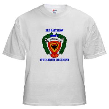 3B4M - A01 - 04 - 3rd Battalion 4th Marines with Text White T-Shirt - Click Image to Close