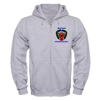 3B4M - A01 - 03 - 3rd Battalion 4th Marines with Text Zip Hoodie