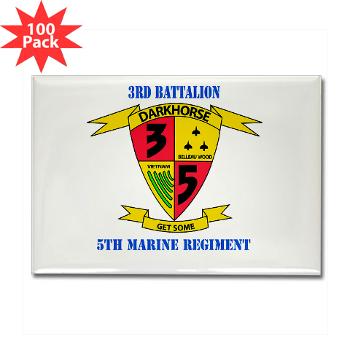 3B5M - M01 - 01 - 3rd Battalion 5th Marines with Text - Rectangle Magnet (100 pack)