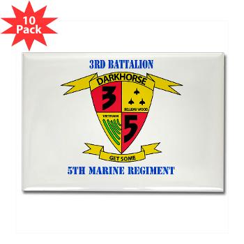 3B5M - M01 - 01 - 3rd Battalion 5th Marines with Text - Rectangle Magnet (10 pack) - Click Image to Close