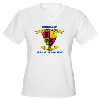 3B5M - A01 - 04 - 3rd Battalion 5th Marines with Text - Women's V-Neck T-Shirt