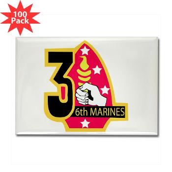 3B6M - M01 - 01 - 3rd Battalion - 6th Marines Rectangle Magnet (100 pack) - Click Image to Close