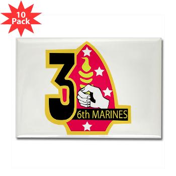 3B6M - M01 - 01 - 3rd Battalion - 6th Marines Rectangle Magnet (10 pack) - Click Image to Close