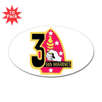 3B6M - M01 - 01 - 3rd Battalion - 6th Marines Sticker (Oval 10 pk) - Click Image to Close
