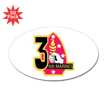 3B6M - M01 - 01 - 3rd Battalion - 6th Marines Sticker (Oval 50 pk)