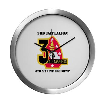 3B6M - M01 - 03 - 3rd Battalion - 6th Marines with Text Modern Wall Clock