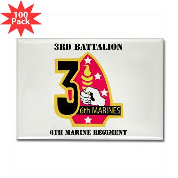 3B6M - M01 - 01 - 3rd Battalion - 6th Marines with Text Rectangle Magnet (100 pack)